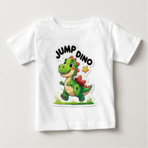 Camiseta Para Bebê Jump Dino - Camisa-T do adesivo de desenho animado