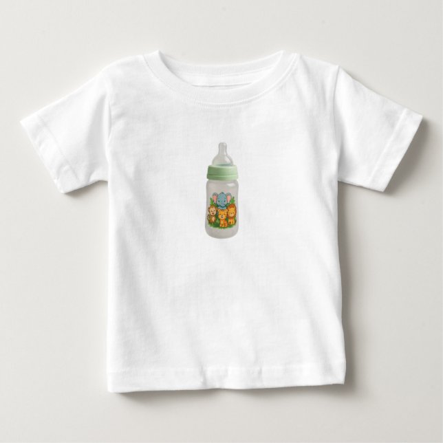 Camiseta Para Bebê Jungle Friends Baby Bottle (Frente)
