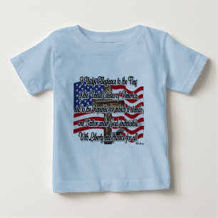 Camiseta Para Bebê Juramento de Lealdade com Bandeira dos EUA e Cruz