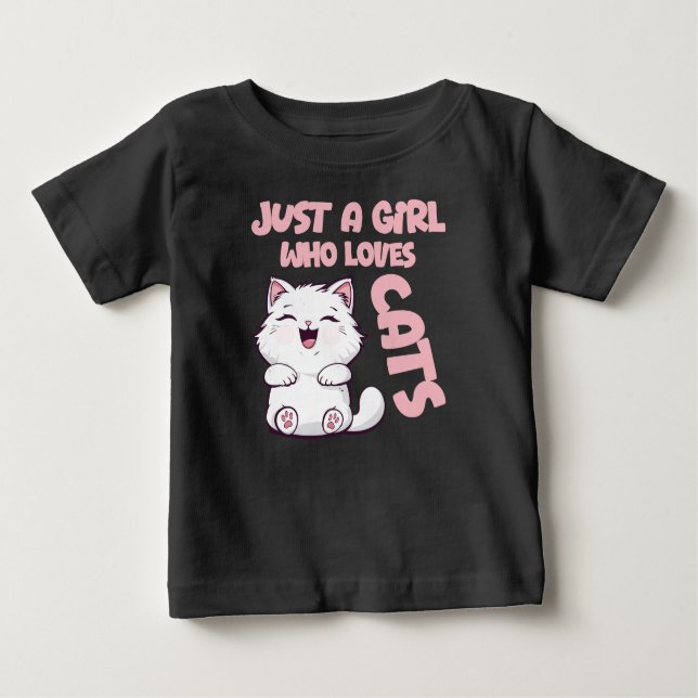 Camiseta Para Bebê Just A Girl Who Loves Cats  (Frente)