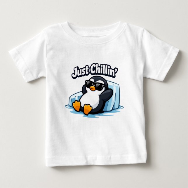 Camiseta Para Bebê JUST CHILLING PINGUIN Throw Pillow (Frente)