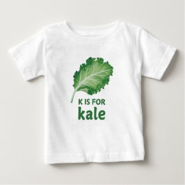 Camiseta Para Bebê K é para KALE Green Veggie Alphabet K