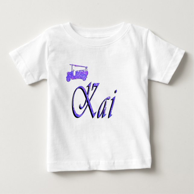 Camiseta Para Bebê Kai Name Com Caminhão De Fogo, (Frente)