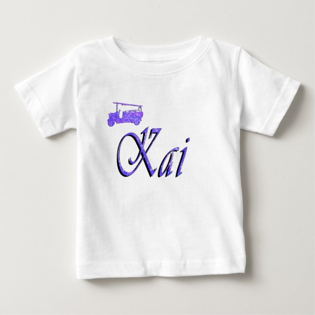 Camiseta Para Bebê Kai Nome Com Caminhão de Bombeiros, (Frente)