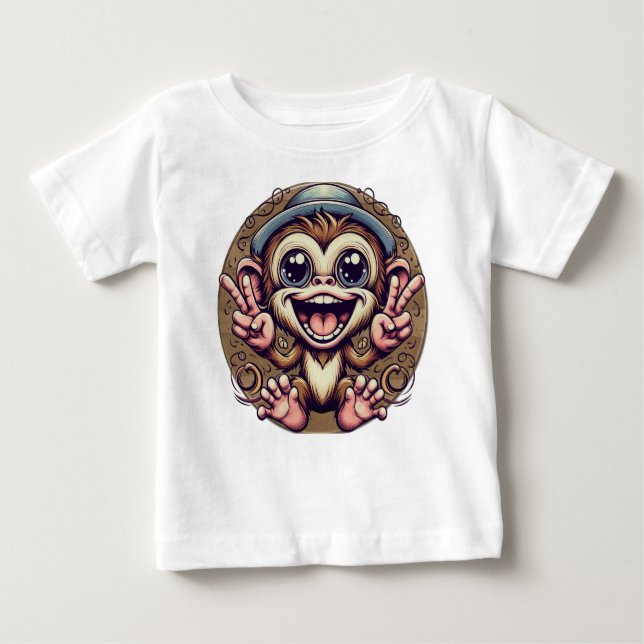 Camiseta Para Bebê Kai the Peace Monkey Baby Tee - Boys Chill Vibes (Frente)