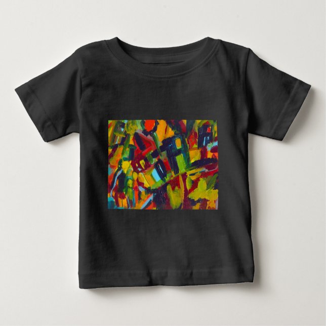 Camiseta Para Bebê Kandinsky 304 Abstrato Colorido (Frente)