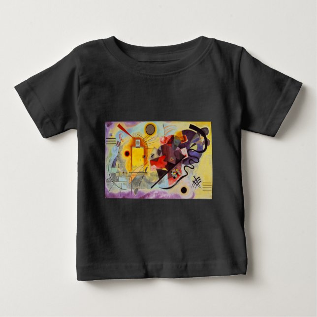 Camiseta Para Bebê Kandinsky Amarelo Vermelho Azul (Frente)