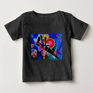 Camiseta Para Bebê Kandinsky na pintura de Abstrato azul