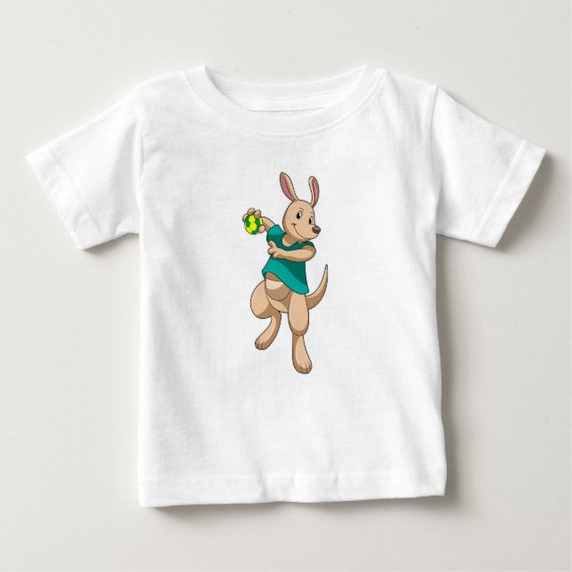 Camiseta Para Bebê Kangaroo como jogador de handebol com Handball (Frente)