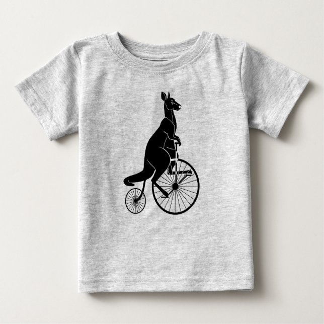 Camiseta Para Bebê Kangaroo Riding Vintage Bike Rompwe (Frente)