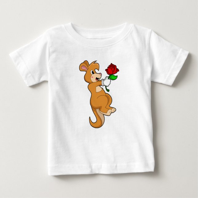 Camiseta Para Bebê Kangaroo with Flower (Frente)