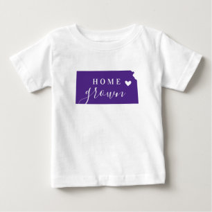 Camiseta Para Bebê Kansas Caseiro Roxo e Branco