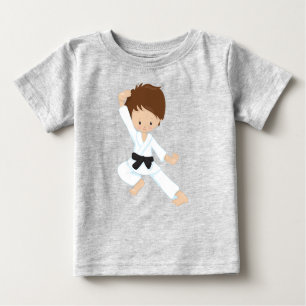 Camiseta Para Bebê Karate Boy, Cute Boy, Black Belt, Brown Hair