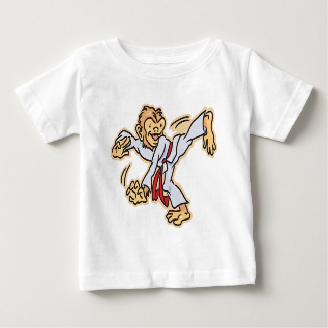 Camiseta Para Bebê Karaté-Macaco (Frente)