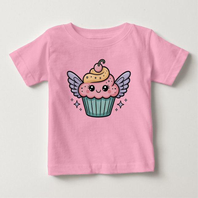 Camiseta Para Bebê  Kawaii Cupcake (Frente)