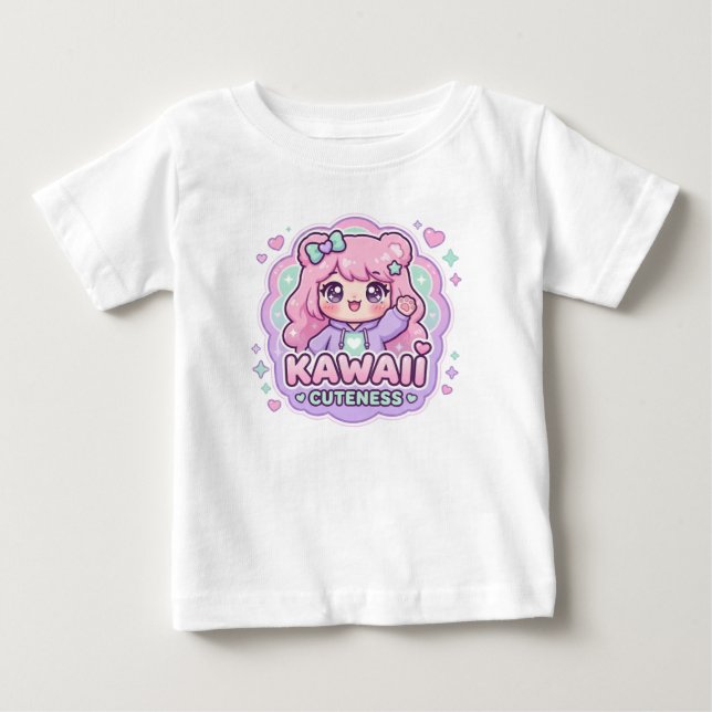 Camiseta Para Bebê Kawaii Cuteness (Frente)