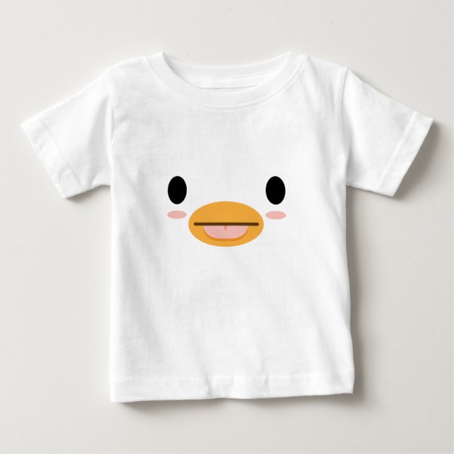 Camiseta Para Bebê Kawaii Duck Tongue "Muito fofo para ser sério." (Frente)