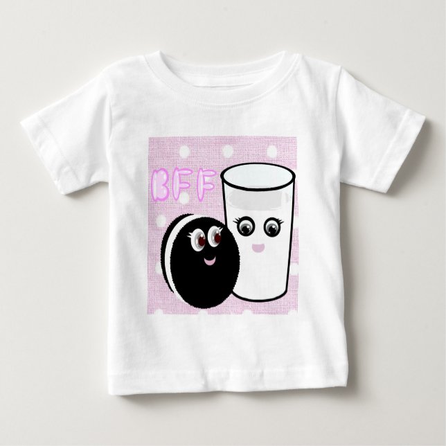 Camiseta Para Bebê Kawaii é o melhor amigo para sempre leite e biscoi (Frente)