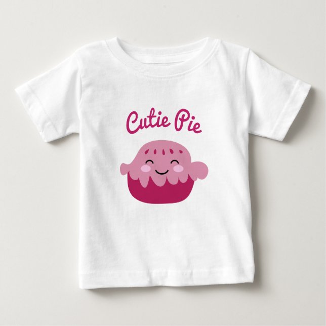 Camiseta Para Bebê Kawaii é uma garota bonita de desenho de torta de  (Frente)