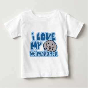 Camiseta Para Bebê Kawaii eu amo meu Weimaraner