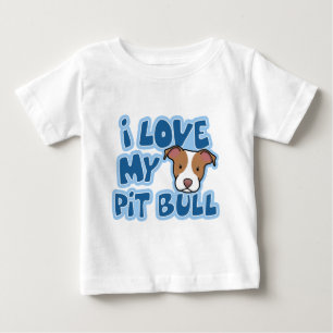 Camiseta Para Bebê Kawaii eu amo minha criança do pitbull