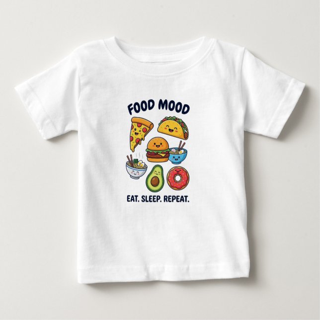 Camiseta Para Bebê Kawaii Fast Food Mood Patterns (Frente)