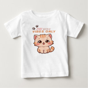 Camiseta Para Bebê Kawaii Gato Design_Baby Shirts
