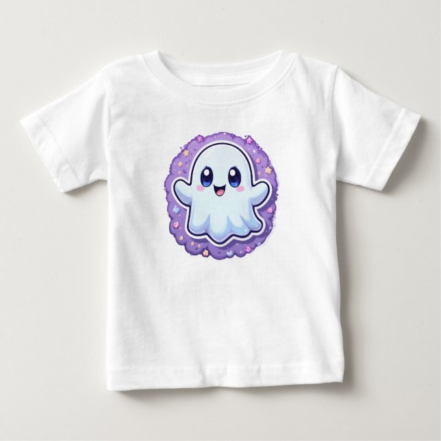 Camiseta Para Bebê Kawaii Ghost Baby Bodycase - Fato de Dia das Bruxa (Frente)