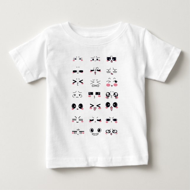 Camiseta Para Bebê kawaii kaomoji (Frente)