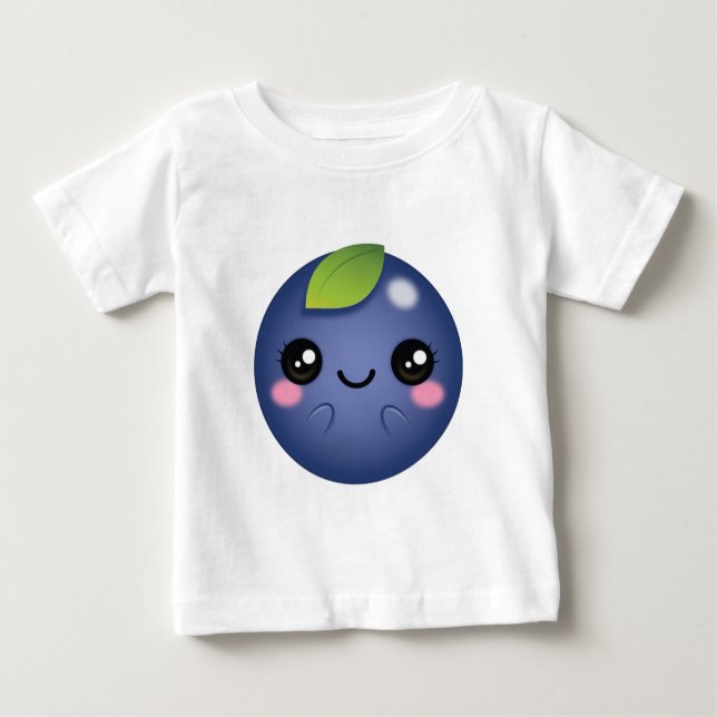 Camiseta Para Bebê Kawaii Mirtilo (Frente)