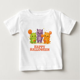 Camiseta Para Bebê Kawaii Monstros e Lollipops Bolsas de Dia das Brux