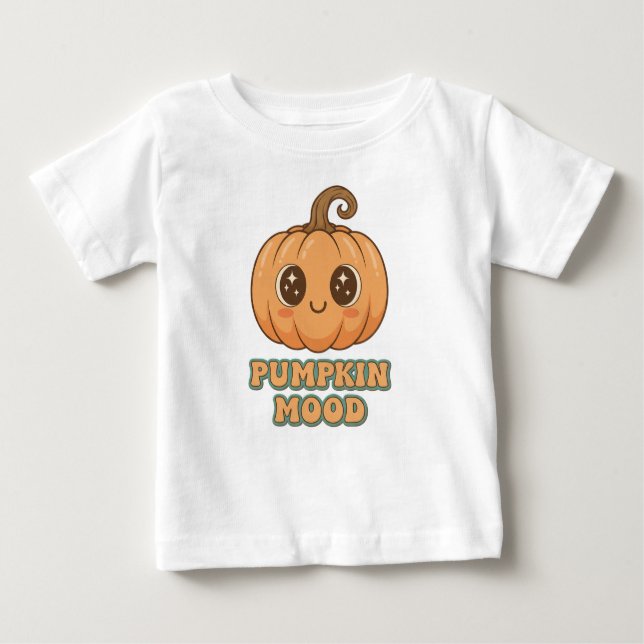 Camiseta Para Bebê Kawaii Pumpkin Mood Baby T Shirt (Frente)