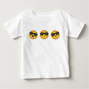 Camiseta Para Bebê Kawaii Sun com óculos Sunglass Happy Emoji Faces