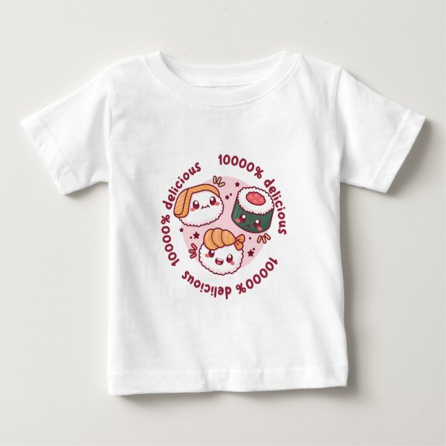 Camiseta Para Bebê kawaii sushi com citações engraçadas para amante n (Frente)