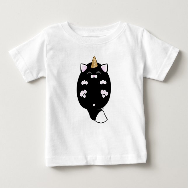 Camiseta Para Bebê Kawaii Unicorn Cat Belly (Frente)
