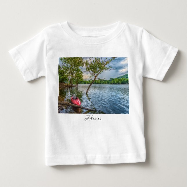 Camiseta Para Bebê Kayak Flutuando em Mesa Rock Lake (Frente)