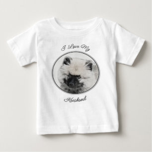 Camiseta Para Bebê Keeshond Puppy Drapy - Arte Cachorro Original Boni