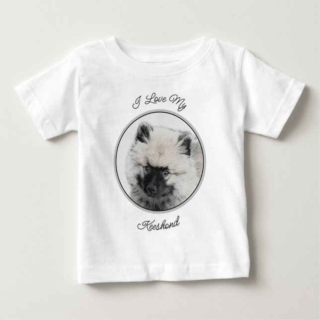 Camiseta Para Bebê Keeshond Puppy Drapy - Arte Cachorro Original Boni (Frente)
