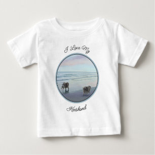 Camiseta Para Bebê Keeshonds na Arte de Cão de Pintura em Seashore