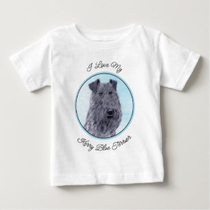 Camiseta Para Bebê Kerry Blue Terrier pintando uma pintura cãozinha o