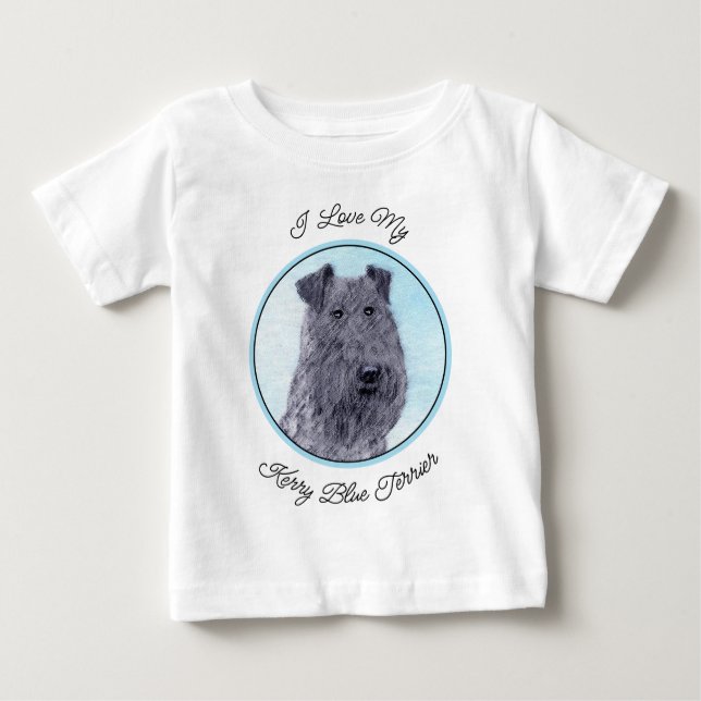 Camiseta Para Bebê Kerry Blue Terrier pintando uma pintura cãozinha o (Frente)