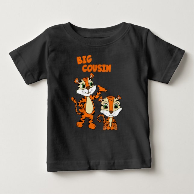 Camiseta Para Bebê Kids big cousin boy tiger (Frente)
