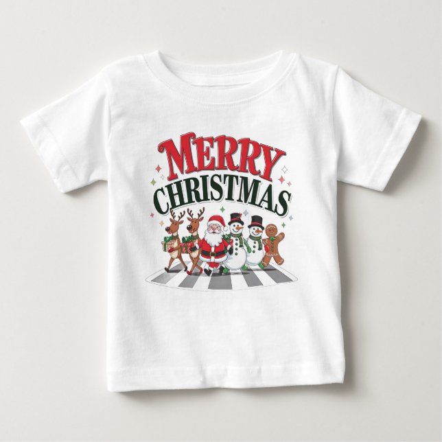Camiseta Para Bebê Kids Christmas T-Shirt Cute Holiday Gift Trending (Frente)
