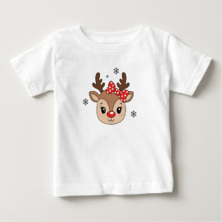 Camiseta Para Bebê Kids Girl Cute Reindeer Personalized T-Shirt