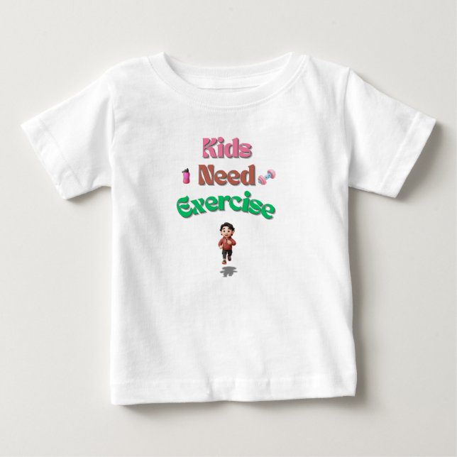 Camiseta Para Bebê Kids Need Exercise (Frente)