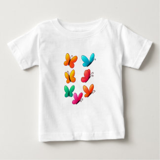 Camiseta Para Bebê Kids T-Shirt com Design de borboletas coloridas