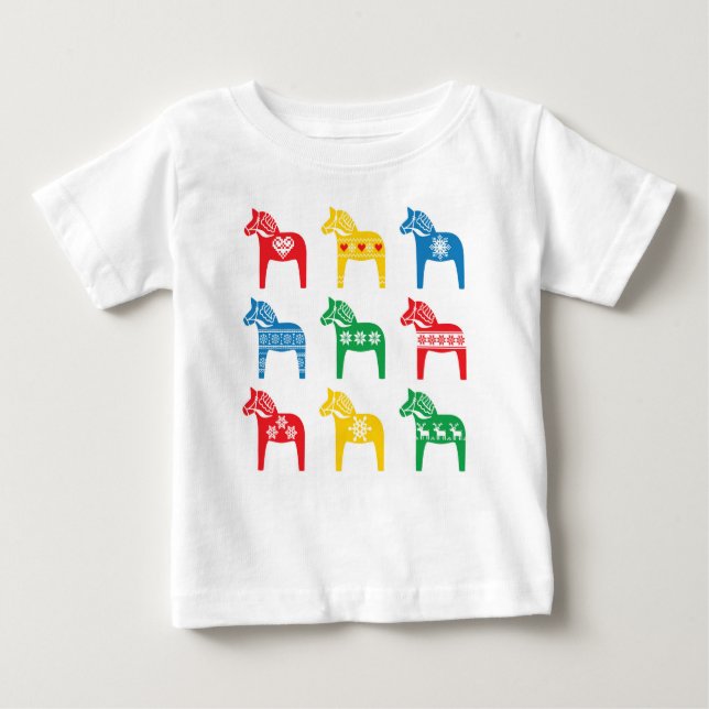 CAMISETA PARA BEBÊ KID'S T-SHIRT DALA HORSE CUSTOM NAME (Frente)