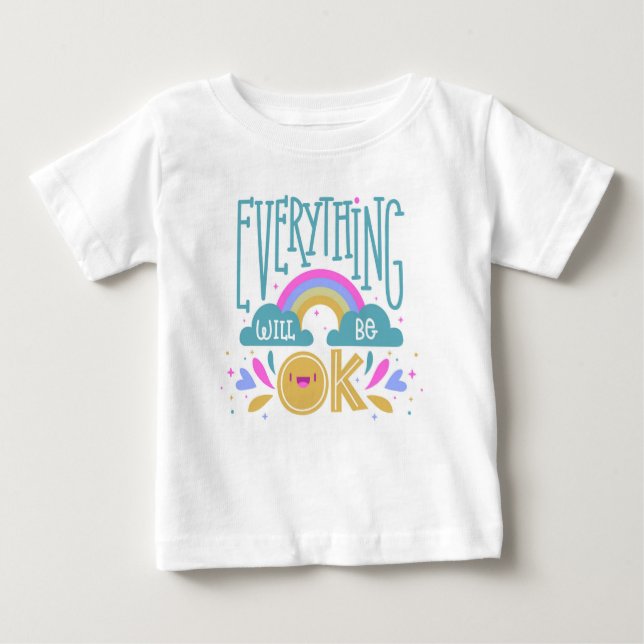 Camiseta Para Bebê Kids T-shirt Tudo vai ficar bem (Frente)