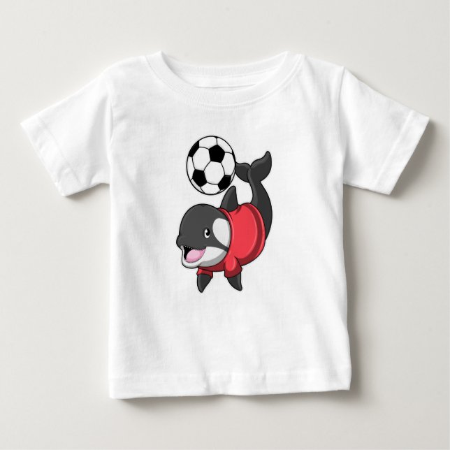 Camiseta Para Bebê Killerwhale como jogador de futebol com futebol (Frente)