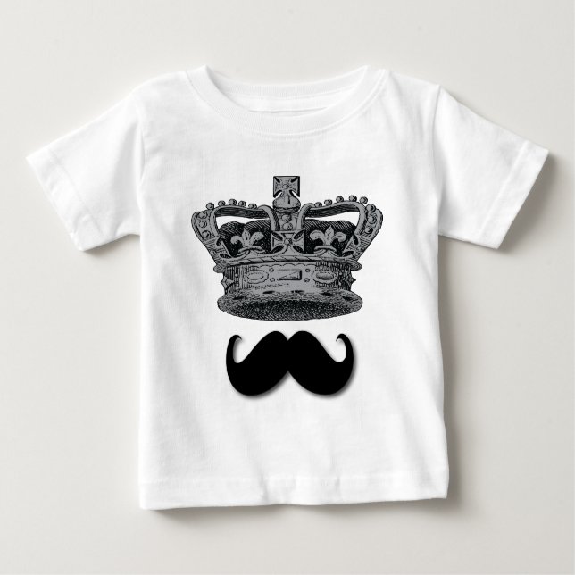 Camiseta Para Bebê King Crown e Mustache (Frente)